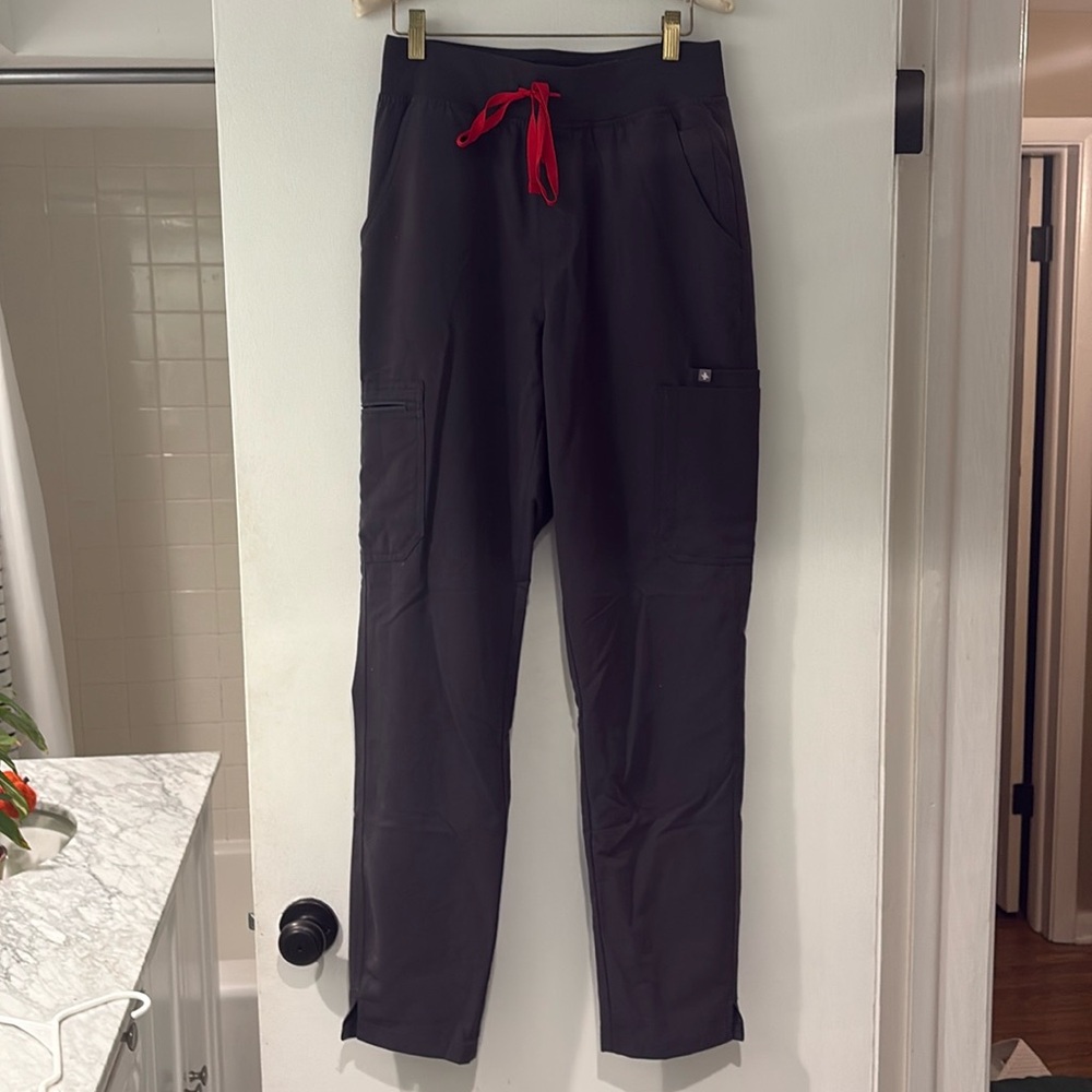 FIGS Technical Collection Women Small Tall Grey Straight Pants Drawstring